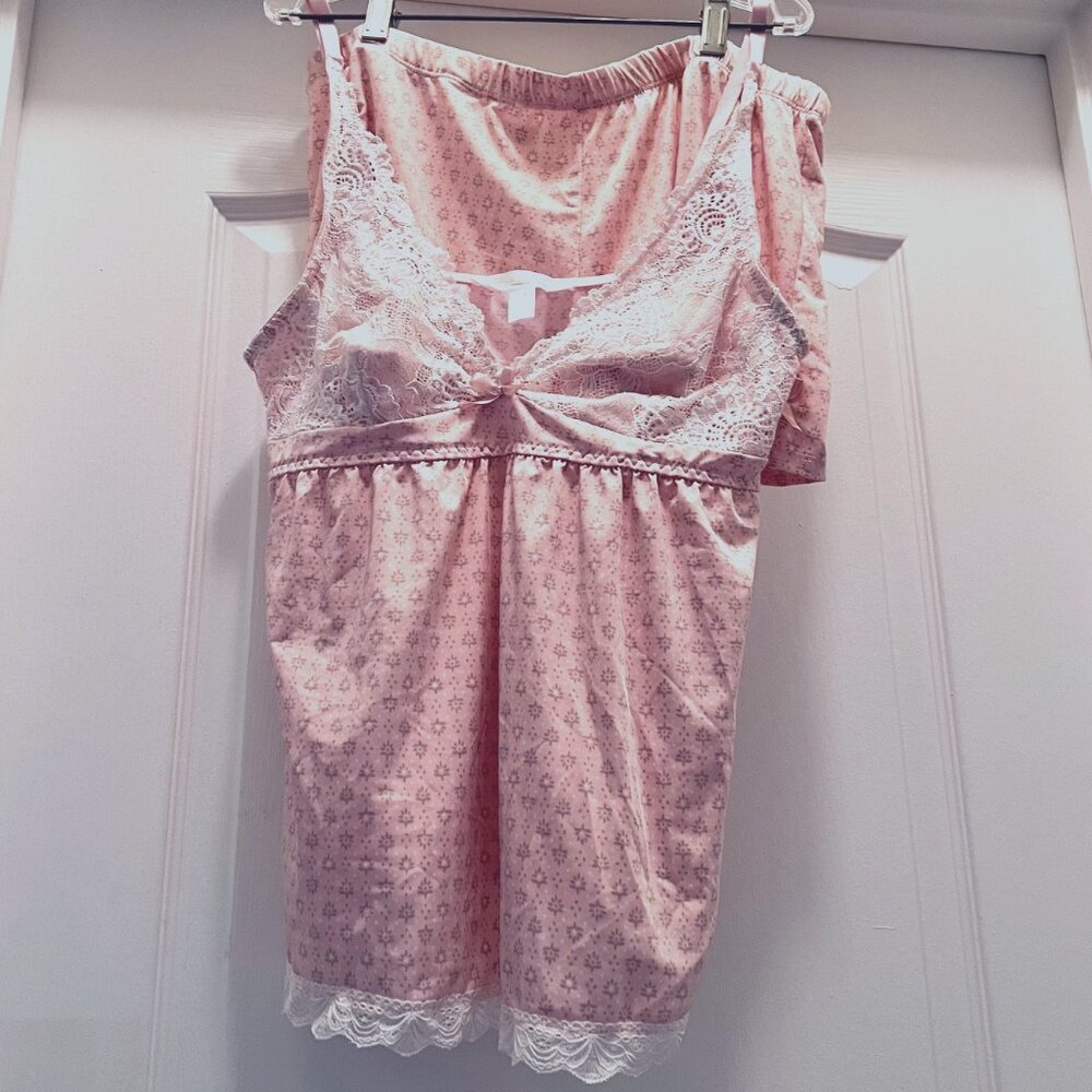 Merilyn Monroe 2 Piece Micro Short Set-Sleepwear-Intimates-Pink-Sz. Large-Lace